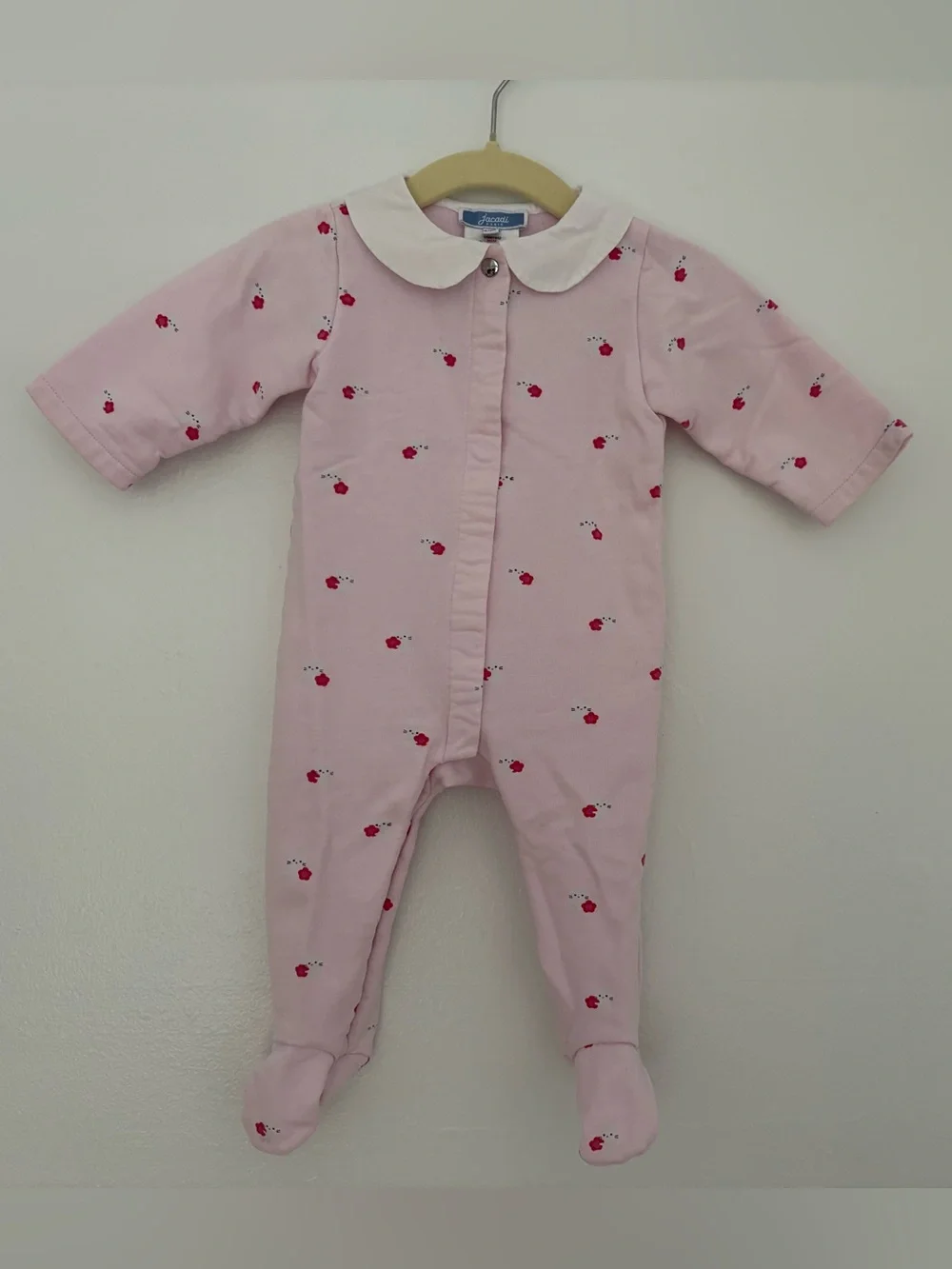 Jacadi Pink Footed One-Piece with White Peter Pan Collar